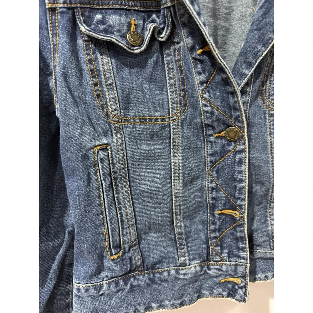 Free People Rumors Denim Jean Jacket Blue WOMEN SZ S